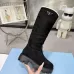 Prada Women’s Black Suede Knee Boots with Shearling Lining & Chunky Sole #A69875