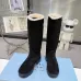Prada Women’s Black Suede Knee Boots with Shearling Lining & Chunky Sole #A69875