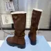 Prada Women’s Brown Suede Knee Boots with Shearling Lining & Chunky Sole #A69876
