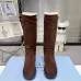 Prada Women’s Brown Suede Knee Boots with Shearling Lining & Chunky Sole #A69876