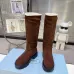 Prada Women’s Brown Suede Knee Boots with Shearling Lining & Chunky Sole #A69876