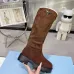 Prada Women’s Brown Suede Knee Boots with Shearling Lining & Chunky Sole #A69876
