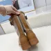 Prada Women’s Mid-Calf Boots – Tan Leather & Beige Canvas, Buckle Detail, 3.5cm Heel #A69823