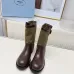 Prada Women’s Olive & Brown Canvas-Trimmed Ankle Boots with Buckle Detail #A69821