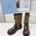 Prada Women’s Olive & Brown Canvas-Trimmed Ankle Boots with Buckle Detail #A69821