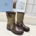Prada Women’s Olive & Brown Canvas-Trimmed Ankle Boots with Buckle Detail #A69821