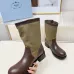 Prada Women’s Olive & Brown Canvas-Trimmed Ankle Boots with Buckle Detail #A69821