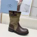 Prada Women’s Olive & Brown Canvas-Trimmed Ankle Boots with Buckle Detail #A69821
