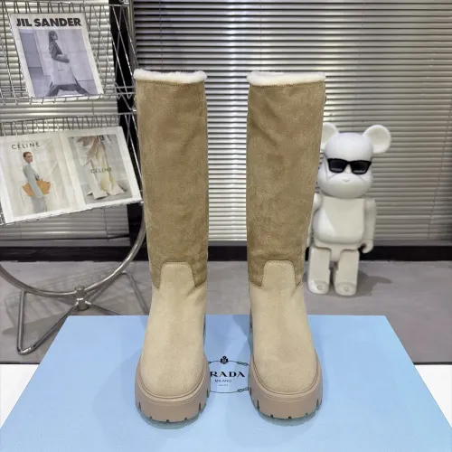 Prada Women’s Suede Knee Boots with Shearling Lining & Chunky Sole #A69877