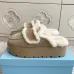 Prada Women's Shearling Lined Mule Slippers Triangle Logo Thick Sole Design for Cozy Luxury Winter Footwear #B57747