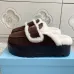 Prada Women's Shearling Lined Mule Slippers Triangle Logo Thick Sole Design for Cozy Luxury Winter Footwear #B57749