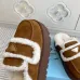 Prada Women's Shearling Lined Mule Slippers Triangle Logo Thick Sole Design for Cozy Luxury Winter Footwear #B57750