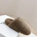 Prada Women’s Beige Sheepskin Slippers – Fuzzy Mules with Gold Logo Tab, Soft Indoor Footwear #A69831