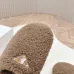 Prada Women’s Beige Sheepskin Slippers – Fuzzy Mules with Gold Logo Tab, Soft Indoor Footwear #A69831