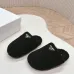Prada Women’s Black Sheepskin Slippers – Fuzzy Mules with Gold Logo Tab, Soft Indoor Footwear #A69832