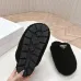 Prada Women’s Black Sheepskin Slippers – Fuzzy Mules with Gold Logo Tab, Soft Indoor Footwear #A69832