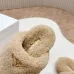 Prada Women’s Sheepskin Slippers, Beige Fuzzy Mules with Gold Logo Tab, Soft Indoor Footwear #A69830