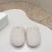 Prada Women’s White Sheepskin Slippers – Fuzzy Mules with Gold Triangle Logo Tab, Soft Indoor Footwear #A69834