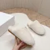 Prada Women’s White Sheepskin Slippers – Fuzzy Mules with Gold Triangle Logo Tab, Soft Indoor Footwear #A69834