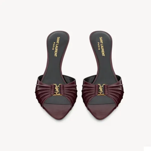 YSL 60mm Babylone Ruched Leather Mule #A67905