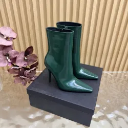 YSL Cassandre Side‑Zip Square‑Toe Ankle Boots 10.5cm Heel #A68624