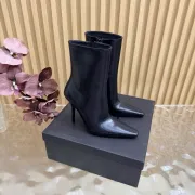 YSL Cassandre Side‑Zip Square‑Toe Ankle Boots 10.5cm Heel #A68628