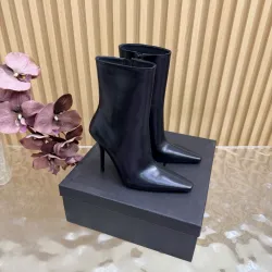 YSL Cassandre Side‑Zip Square‑Toe Ankle Boots 10.5cm Heel #A68628