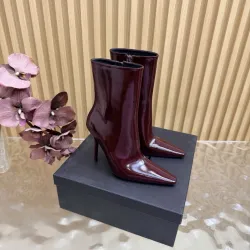 YSL Cassandre Side‑Zip Square‑Toe Ankle Boots 10.5cm Heel #A68629
