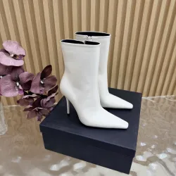YSL Cassandre Side‑Zip Square‑Toe Ankle Boots 10.5cm Heel #A68630