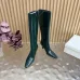 YSL Cassandre Side‑Zip Square‑Toe Knee‑High Boots 7cm Heel #A68613