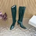 YSL Cassandre Side‑Zip Square‑Toe Knee‑High Boots 7cm Heel #A68613