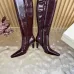 YSL Cassandre Side‑Zip Square‑Toe Knee‑High Boots 7cm Heel #A68614