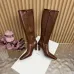 YSL Cassandre Side‑Zip Square‑Toe Knee‑High Boots 7cm Heel #A68615