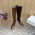 YSL Cassandre Side‑Zip Square‑Toe Knee‑High Boots 7cm Heel #A68615
