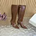 YSL Cassandre Side‑Zip Square‑Toe Knee‑High Boots 7cm Heel #A68615