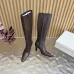 YSL Cassandre Side‑Zip Square‑Toe Knee‑High Boots 7cm Heel #A68617