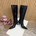YSL Cassandre Side‑Zip Square‑Toe Knee‑High Boots 7cm Heel #A68619