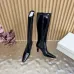 YSL Cassandre Side‑Zip Square‑Toe Knee‑High Boots 7cm Heel #A68619