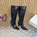 YSL Cassandre Side‑Zip Square‑Toe Knee‑High Boots 7cm Heel #A68619