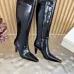 YSL Cassandre Side‑Zip Square‑Toe Knee‑High Boots 7cm Heel #A68619
