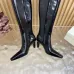 YSL Cassandre Side‑Zip Square‑Toe Knee‑High Boots 7cm Heel #A68619