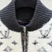 2025 LV Women's Wool Zip up Sweater Chic Mock Neck with Fluffy Monogram - Embroidered Front #B54815