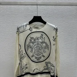 2026 Hermes  Spring/Summer New Printed Merino Wool Crew Neck Knit Long Sleeve #B61205