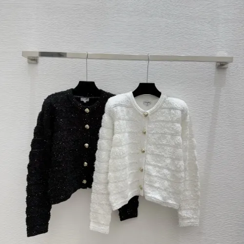 Chanel Style Women's Knitted Cardigans Luxurious Fuzzy Texture with Gold Button Details for Fashion Aficionados #B56255