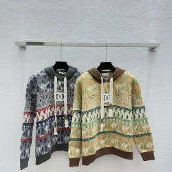 Chanel Women's Hooded Sweaters  Fair Isle Pattern with CC Logo and Drawstring Detail for Fashion Aficionados #B56272