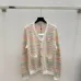 Chanel Women's V-Neck Wool-Blend Cardigan with Ombre Zigzag Pattern and CC Brooch #B54786