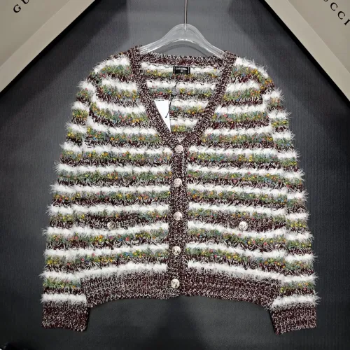 Chanel  Wool Women's V-Neck Fringed Knit Cardigan with Multi-Color Stripes #B54529