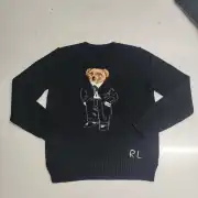 Ralph Lauren Polo Little Pony~ Autumn Winter New R Embroidered Baseball Jacket Cartoon Bear Sweater Loose Lazy Style Versatile Knitwear #B58637