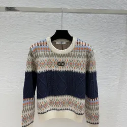 Valentino Women's Knitted Sweater Fair Isle Pattern with Signature VLogo and Cable  Knit Detail for Luxury Seekers #B56257