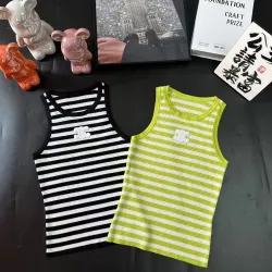 Women's Celine Striped Knit Tank Top with Logo Detail #B46436